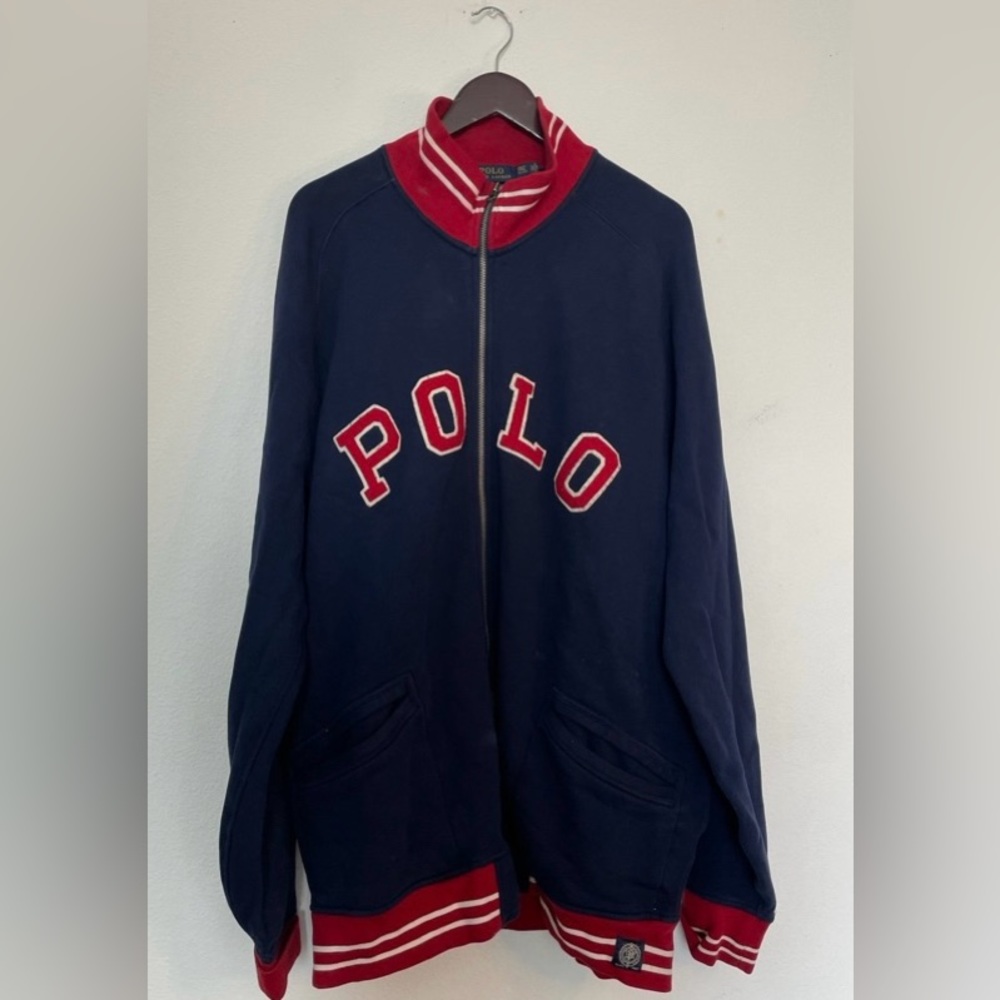 Polo spell out zip up track coat